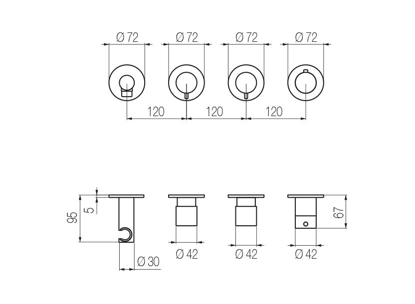  High flow rate horizontal thermostatic set