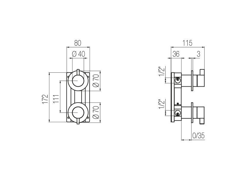 Shower mixer with integrated 2-way diverter